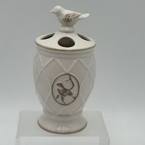 Ceramic Bird Toothbrush Holder Cream French Country Cottage Bath